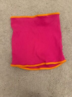 Fashion Nova Hot Pink Tube Mini Skirt with Orange Trim